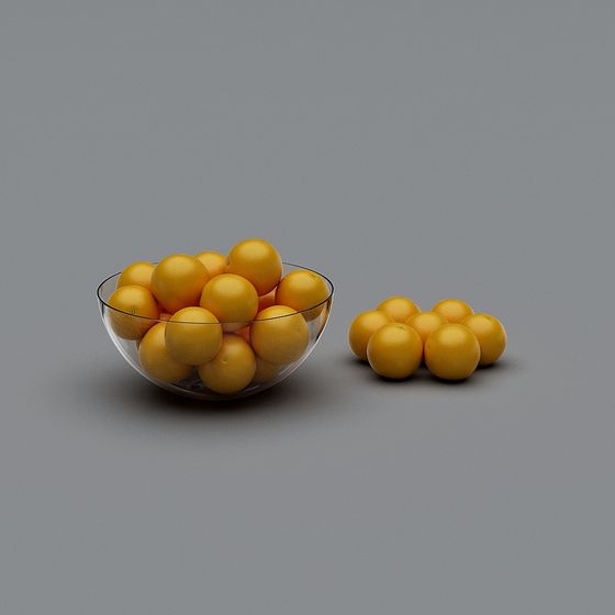 Vibrant 3D Model of Citrus in a Glass Bowl