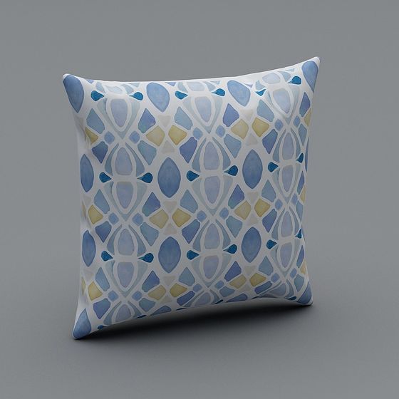 Coastal Themed Low Poly Pillow 3D Model