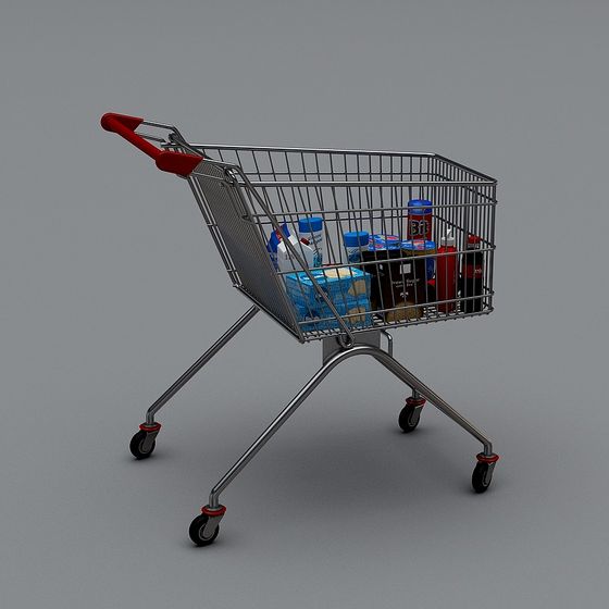Stylish Supermarket Cart 3D model for Creative Projects