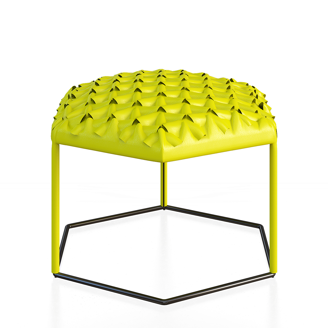Hexagon Spine Chair 3D Model – Geometric Yellow Leather