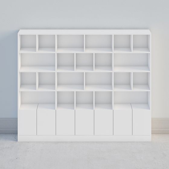 Minimalist 3D Bookshelf Model for Modern Interiors