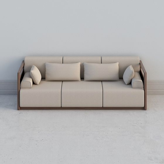 Elegant Low-Polygon Sofa 3D model for Contemporary Spaces