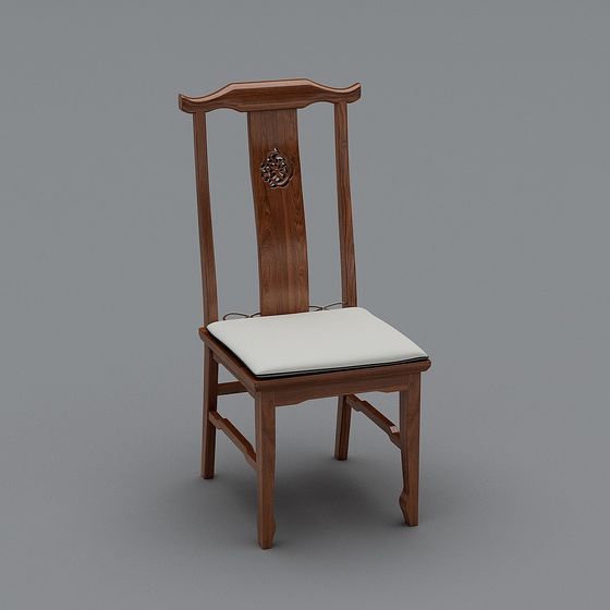 Classic High-Back Chair 3D model - Vintage Elegance