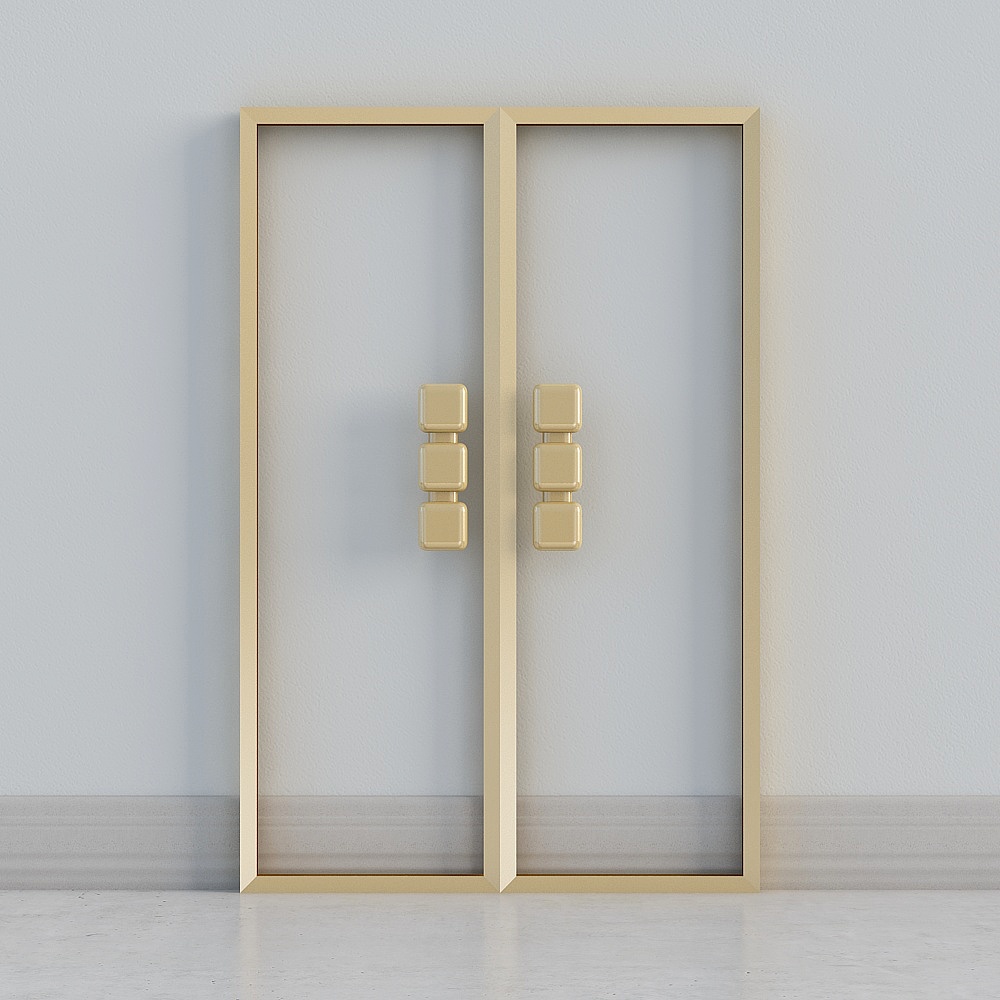 Elegant Glass Double Door 3D model