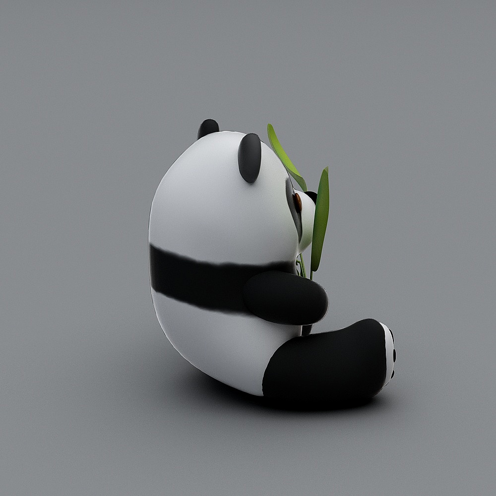Charming Panda with Bamboo Leaves 3D model