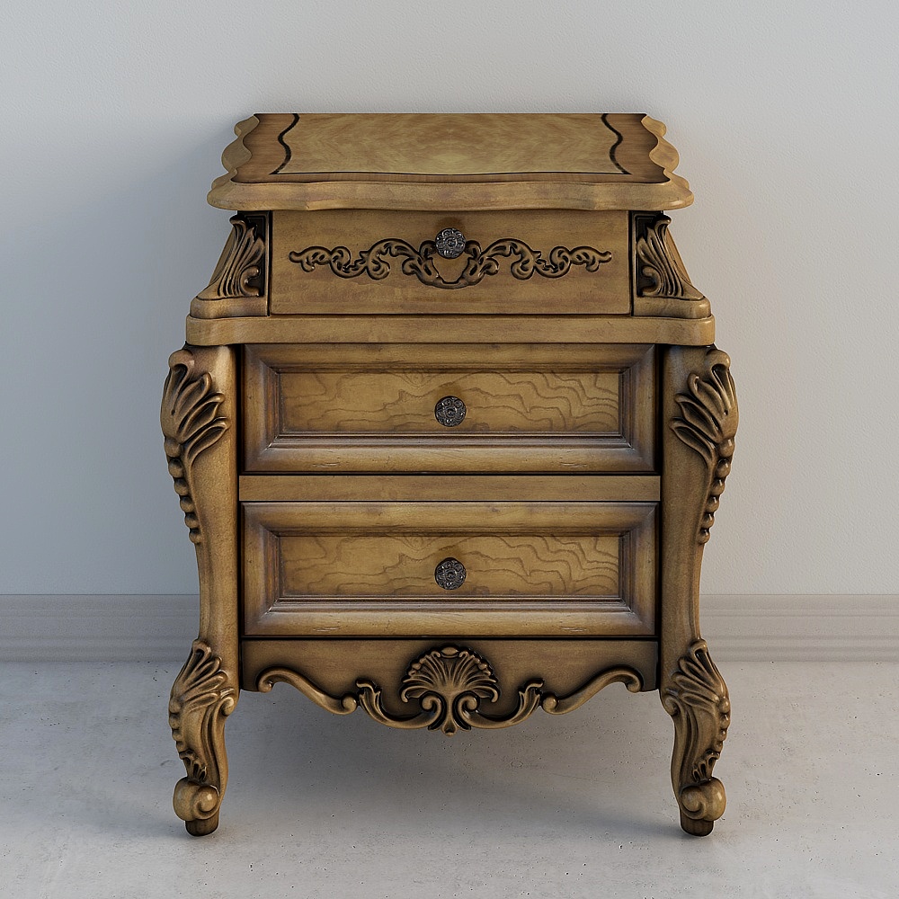 Vintage Nightstand Low-Poly 3D model