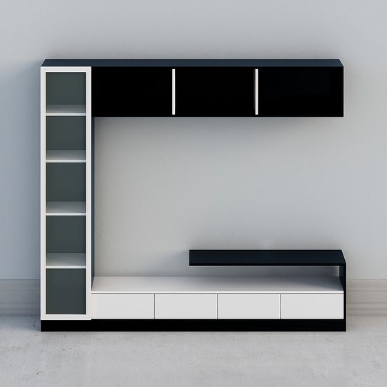 Modern Black TV Combination Cabinet 3D Model