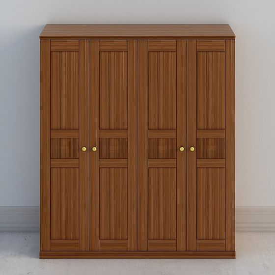 Stylish Four-Door Wardrobe 3D model