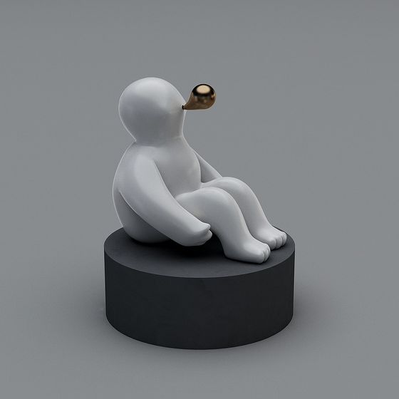 The Thinker 3D model - Low Poly Sculpture
