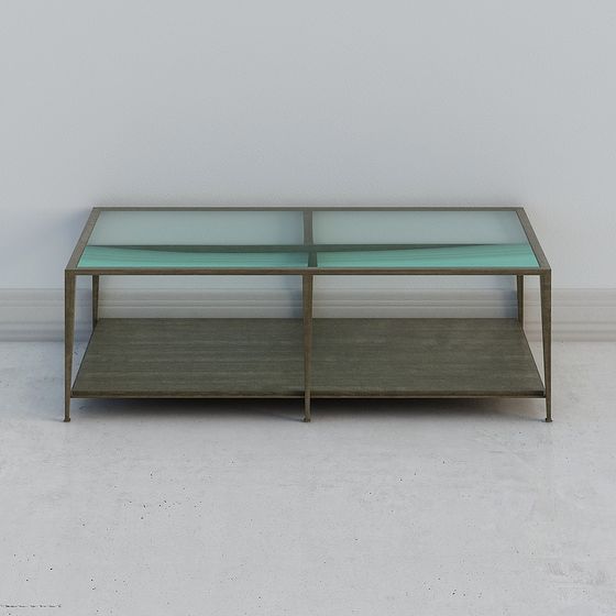 Elegant Glass Metal Coffee Table 3D model for Modern Spaces
