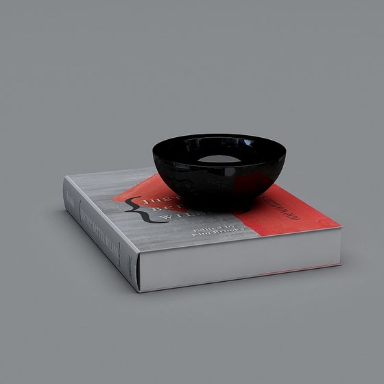 Stylish Black Bowl with Books 3D model for Modern Aesthetics
