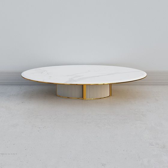 Elegant Round Marble Coffee Table 3D Model – Modern Luxury