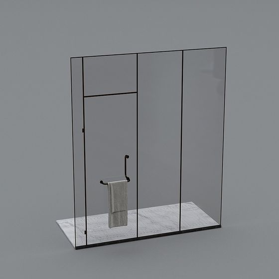 Modern Minimalist Glass Shower Screen 3D model