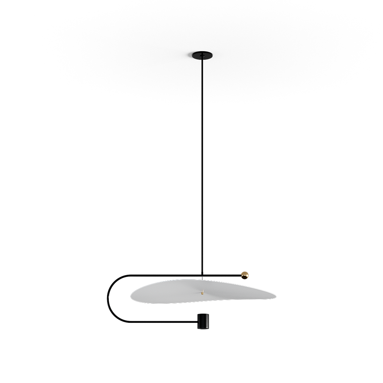 Modern Minimalist Chandelier 3D Model – Black Metal & Gold