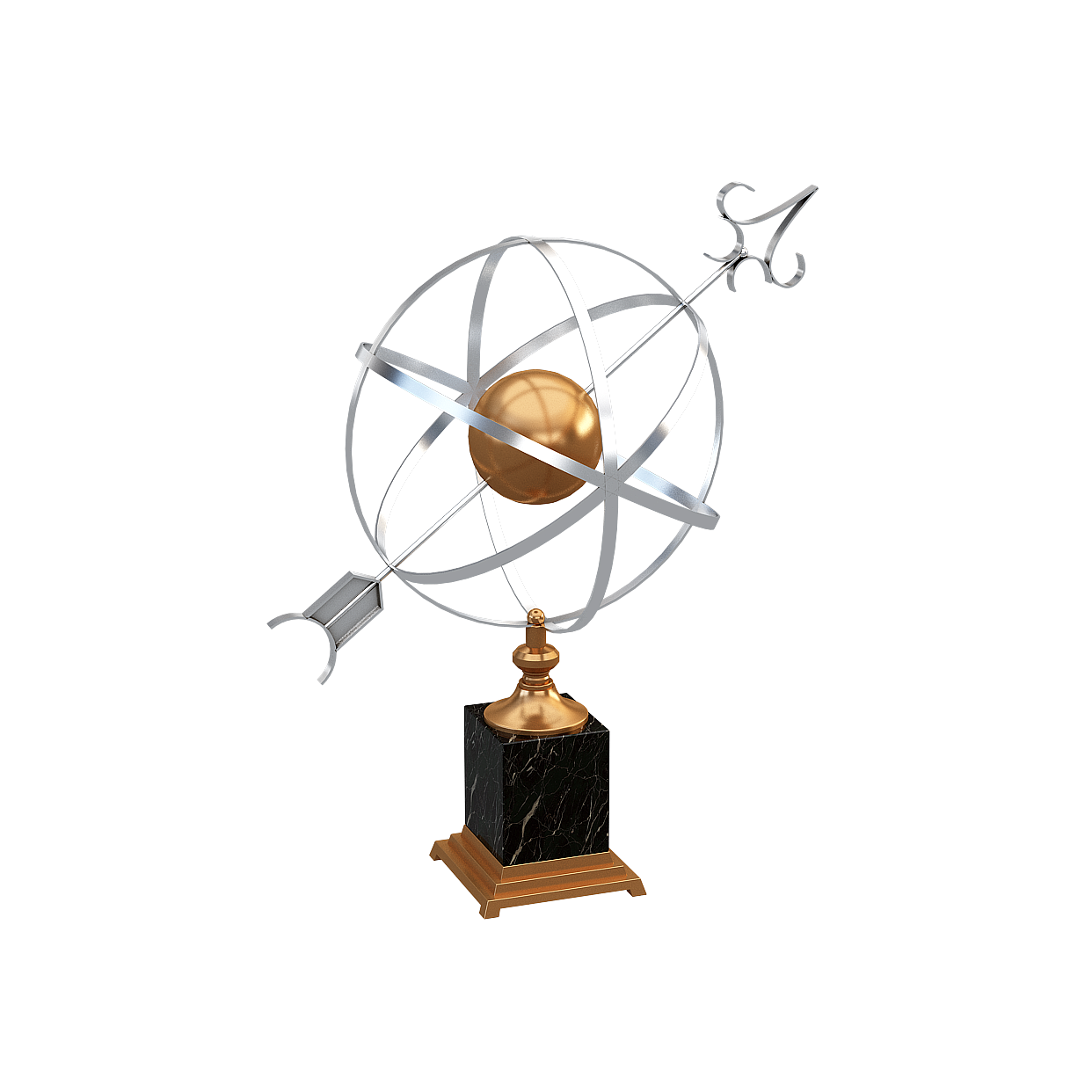 Time Wheel Low-Poly Art Installation – Golden Sphere Design