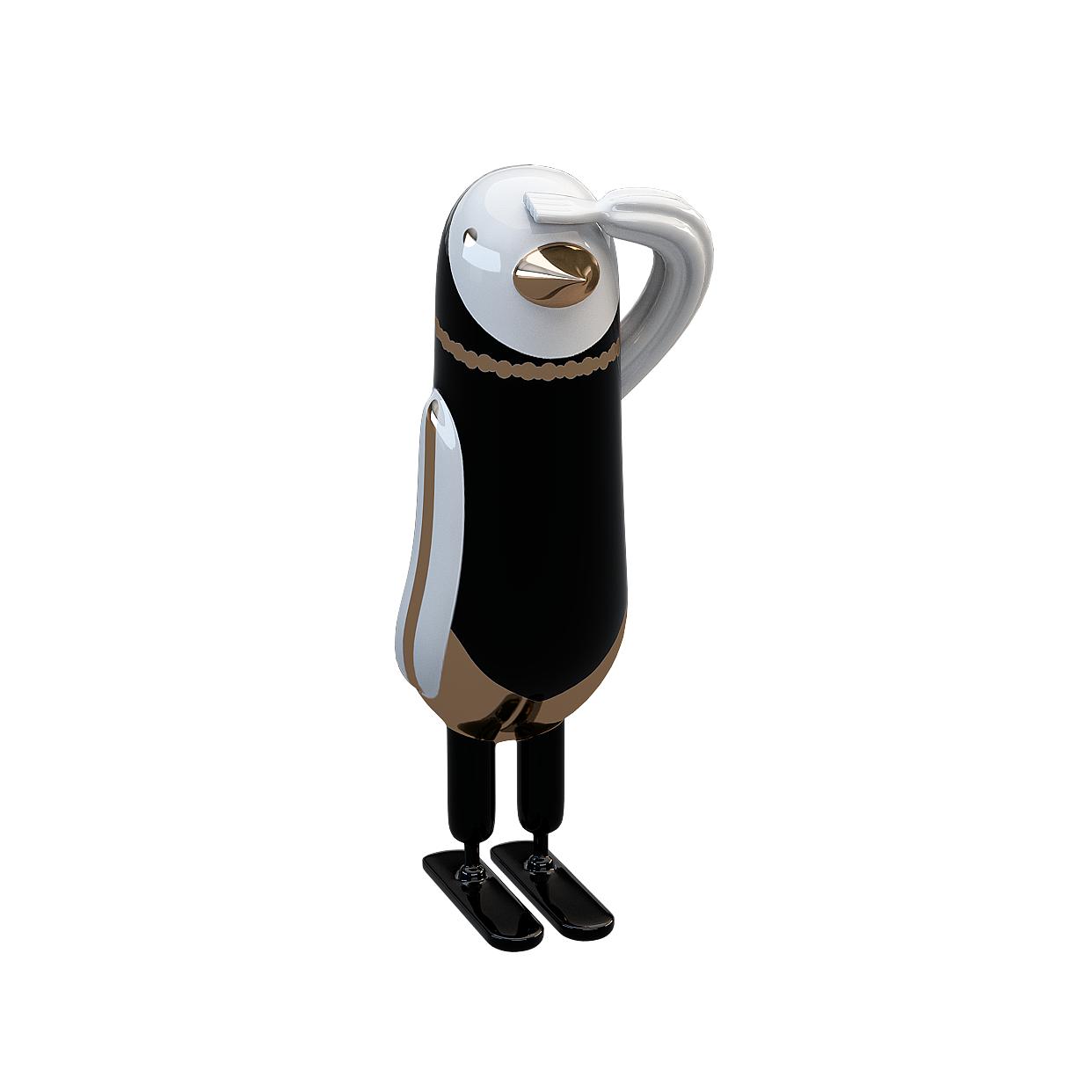 Fashion Robot 3D Model – Low-Poly Black and Gold Design