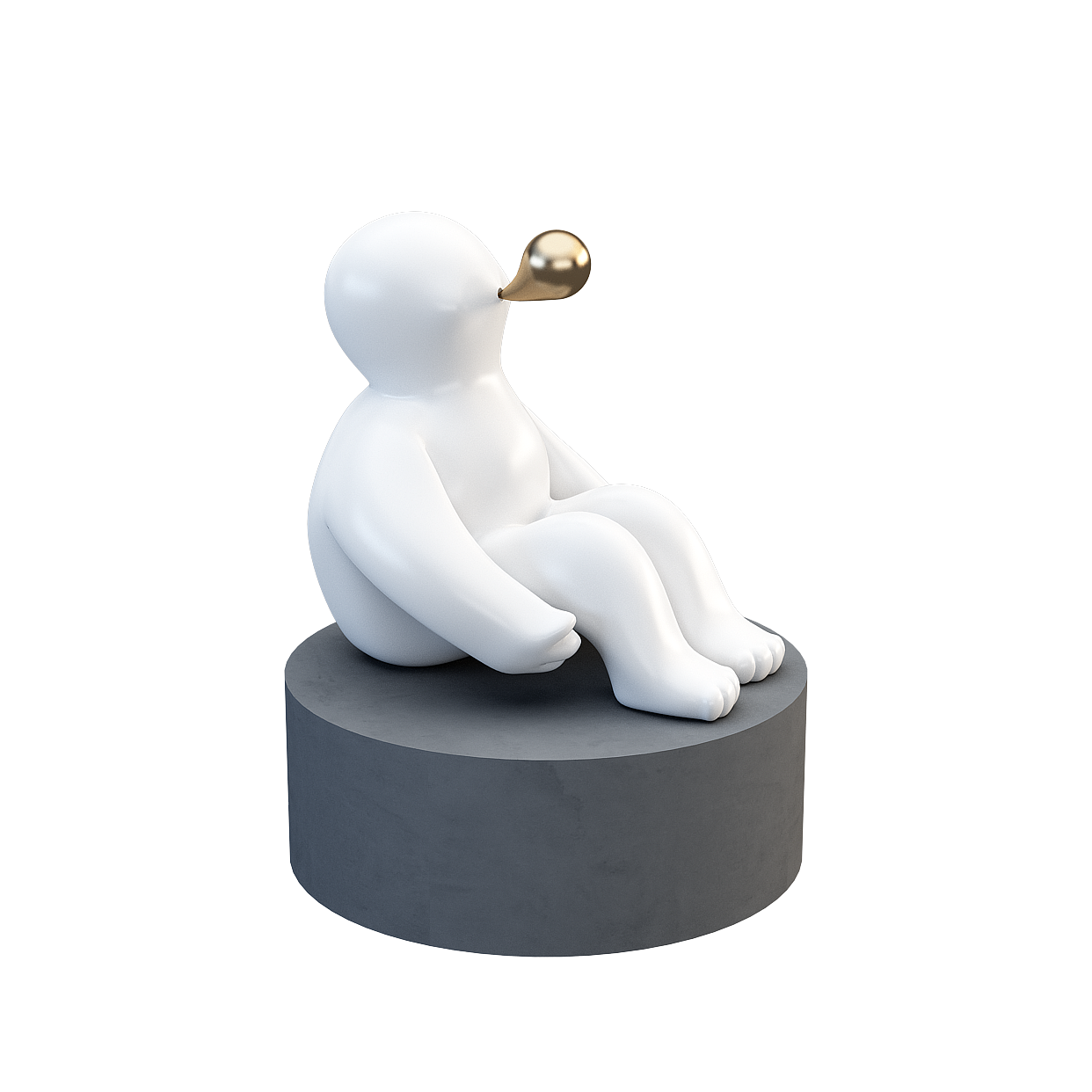 The Thinker 3D Model – Low Poly White Sculpture