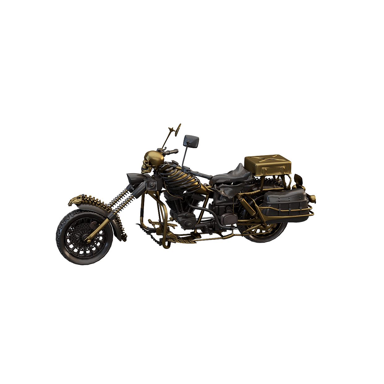 Rogue Knight 3D Motorcycle Model – Low Poly Metallic Design