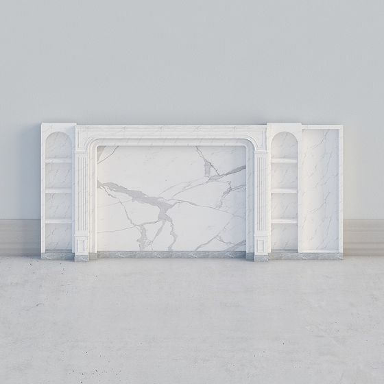 Elegant Marble Fireplace Mantel 3D model