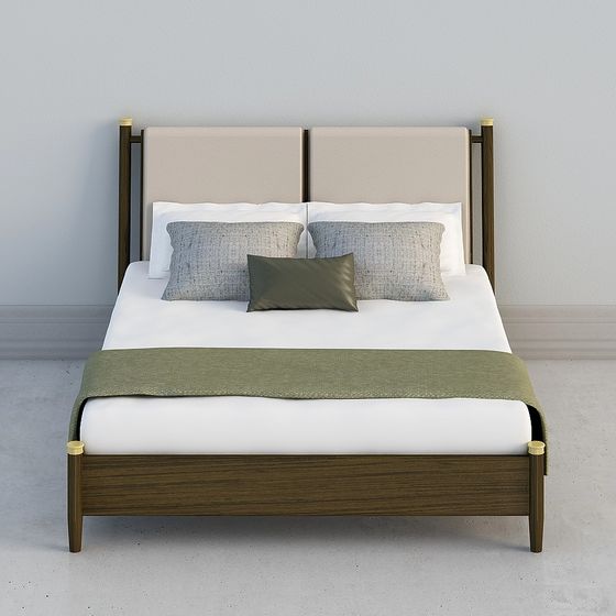 Mid-Century Modern Bed 3D model for Cozy Interiors