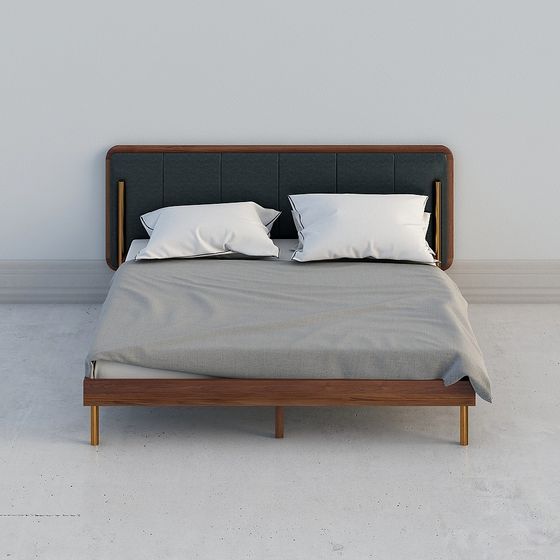 Stylish Scandinavian-Inspired Bed Frame 3D model