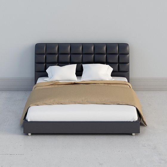 Stylish Low-Poly Bed 3D model for Modern Interiors