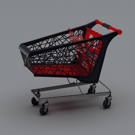Stylish Low-Poly Shopping Cart 3D model