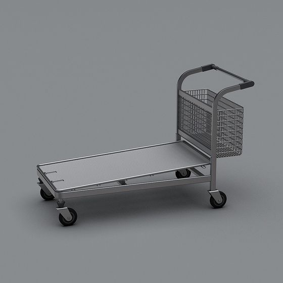 Stylish Metal Shopping Cart 3D Model
