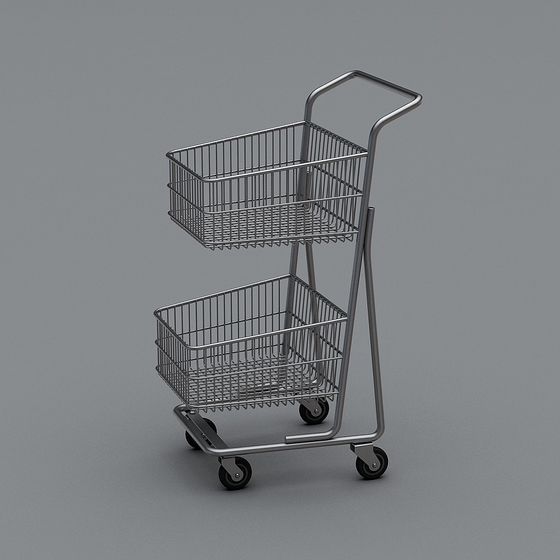 Stylish Low-Poly Shopping Cart 3D model