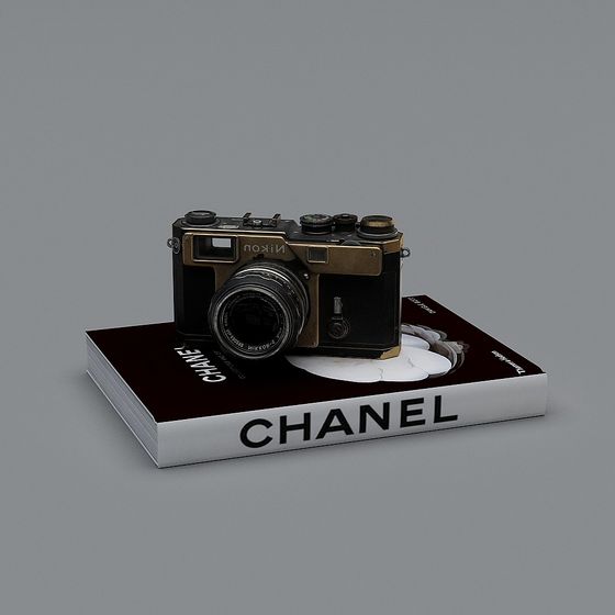 Classic Nikon Camera on Chanel Book 3D model