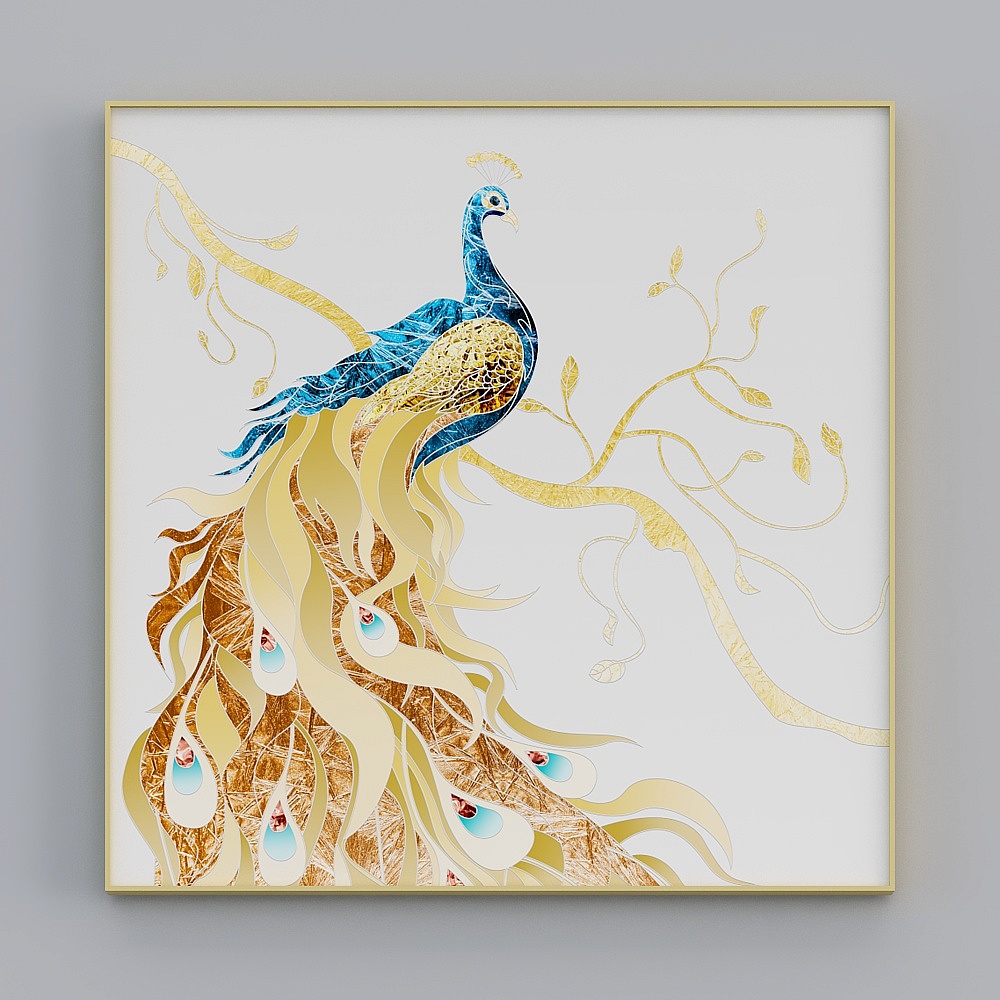ES303A modern colorful peacock abstract luxury entrance living room decorative painting