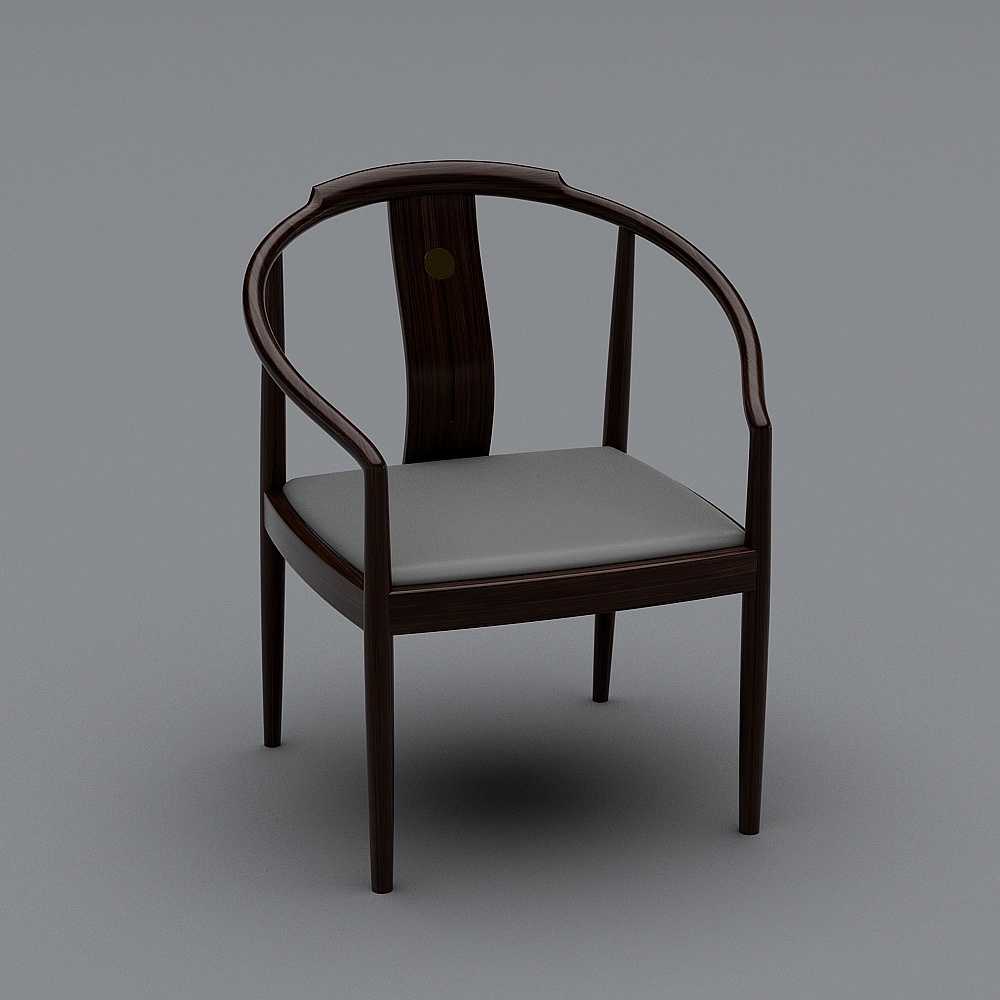 Elegant Round Back Chair 3D model