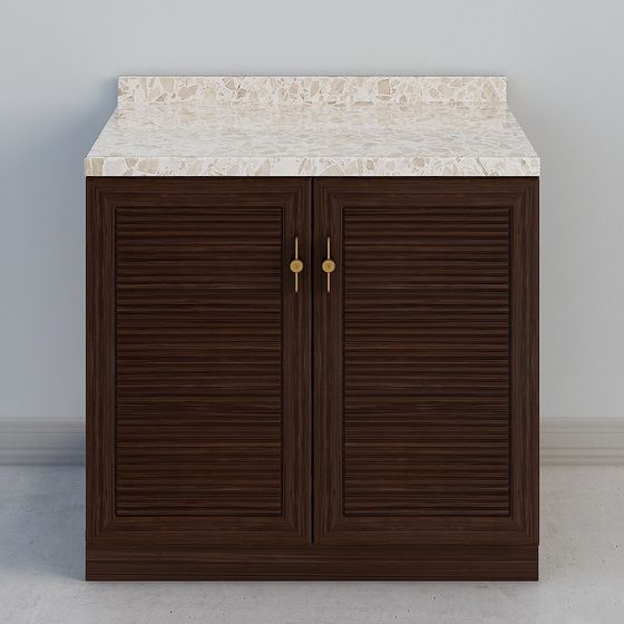 Retro Wooden Storage Cabinet 3D model