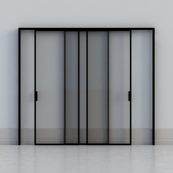 Glass Partition Door Low-Poly 3D Model Design