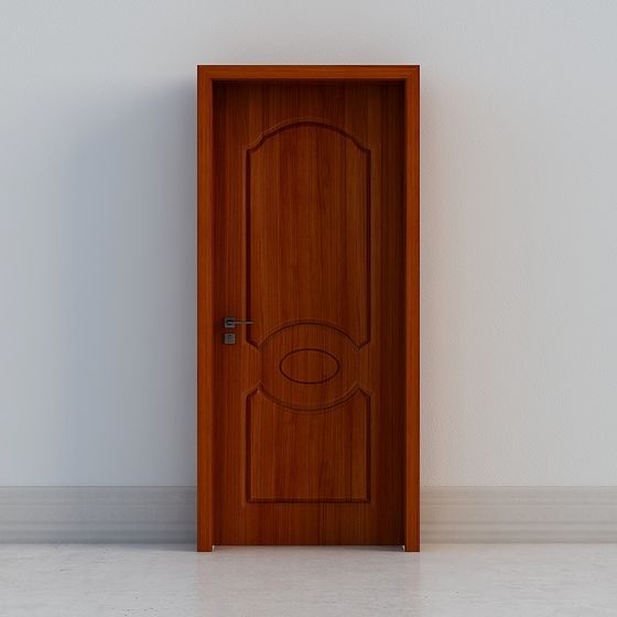 Elegant Low-Polygon Wooden Door 3D model