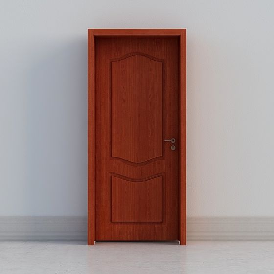 Elegant Low-Polygon Wooden Door 3D model
