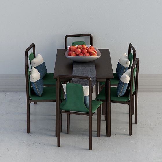 Modern Minimalist Dining Table and Chair Set 3D model