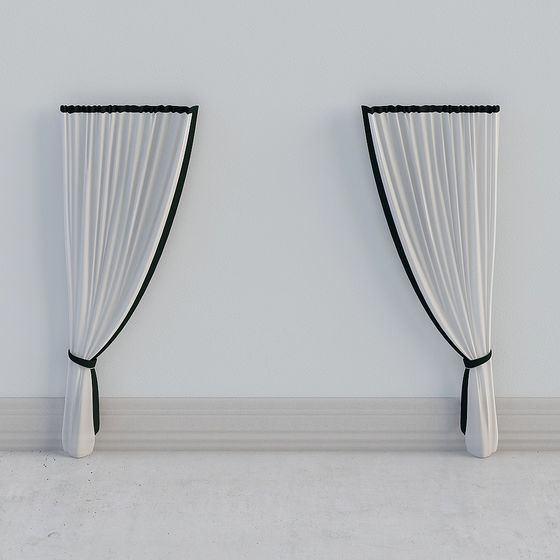 Elegant Low-Poly Curtain 3D Model Design