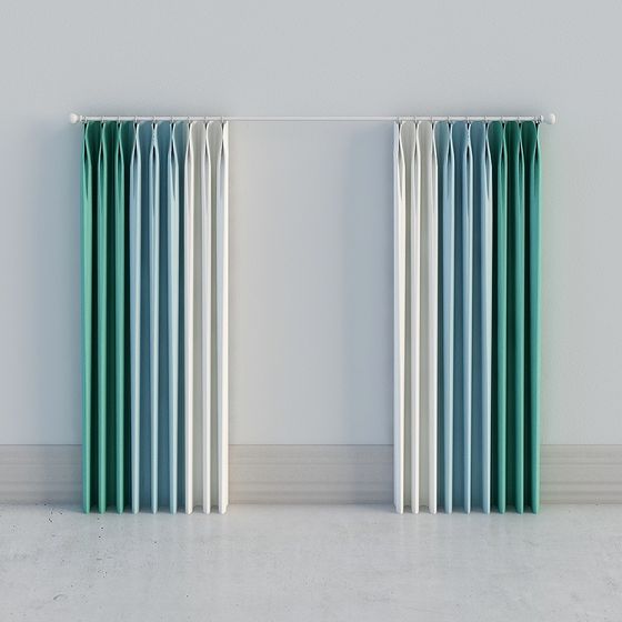 Stylish Low Polygon Curtain 3D model for Indoor Spaces