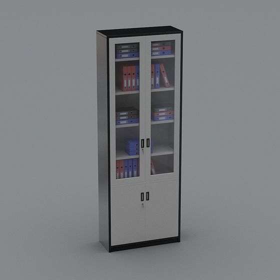 Sleek Glass Door Storage Cabinet 3D model