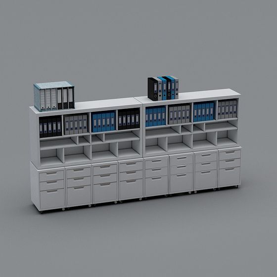 Stylish Low-Poly Filing Cabinet 3D model