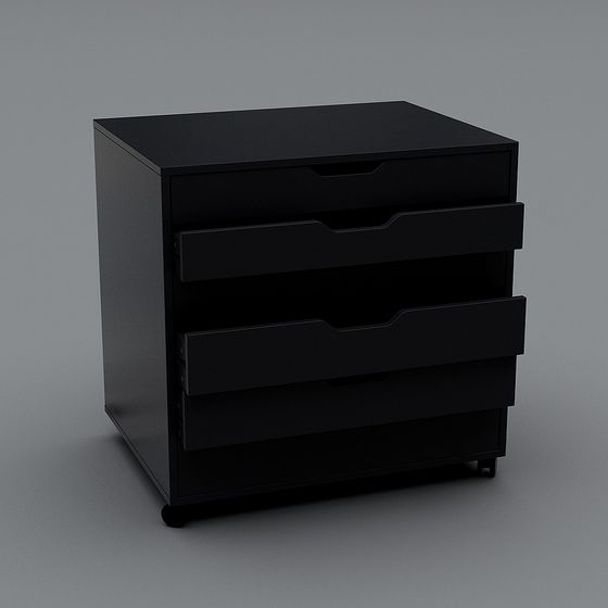 Minimalist Black Drawer Cabinet 3D model
