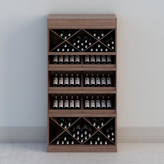 Stylish Low-Poly Wine Cabinet 3D model