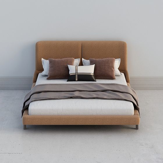 Elegant Low-Poly Bed 3D model for Modern Interiors