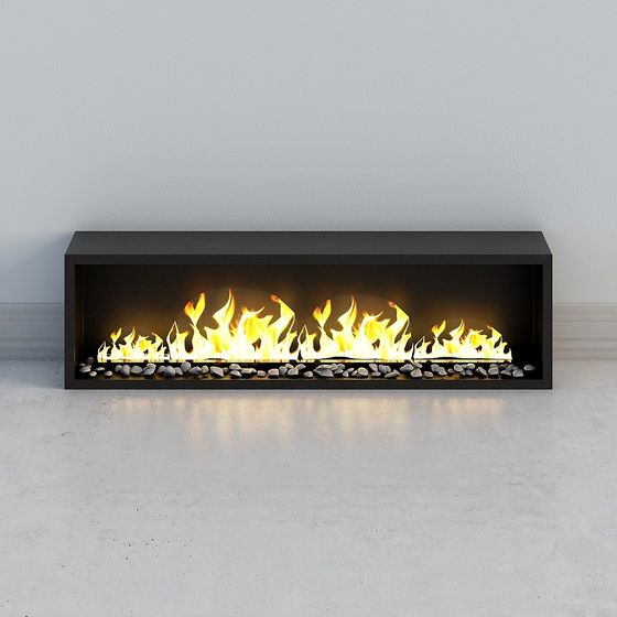 Minimalist Black Fireplace 3D model