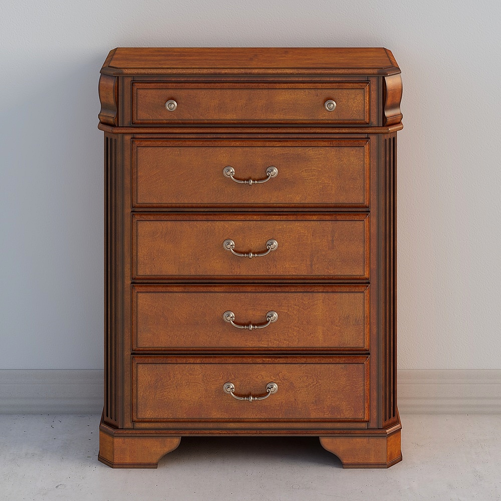 Elegant Vintage Five-Drawer Cabinet 3D model