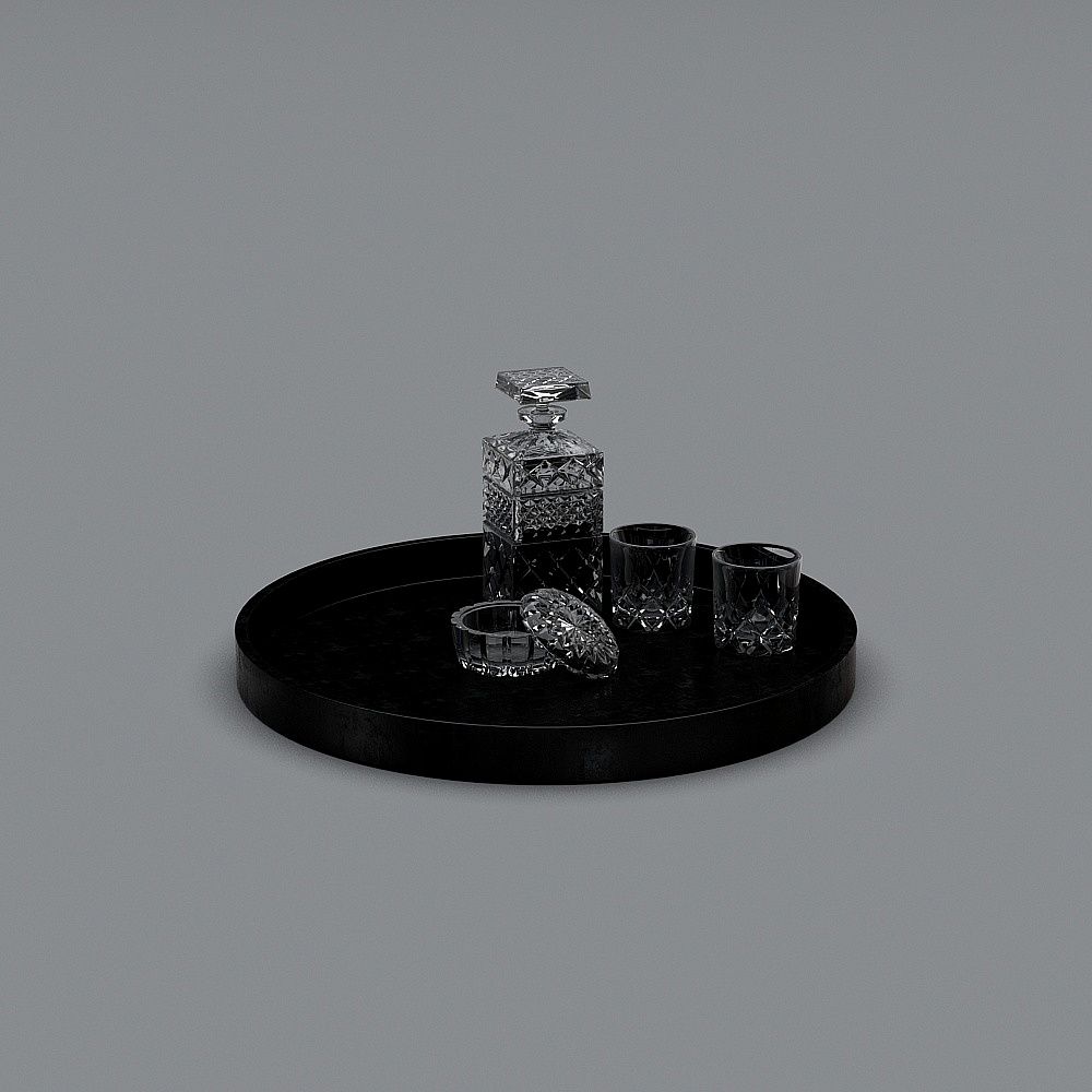 Elegant Crystal Wineware Set 3D model