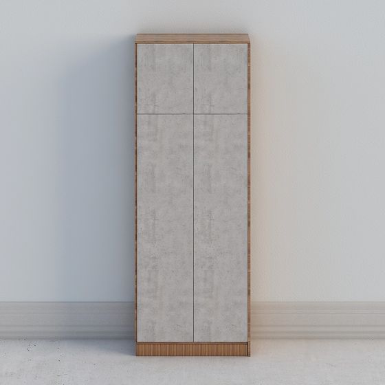 Stylish Concrete and Wood Cabinet 3D model