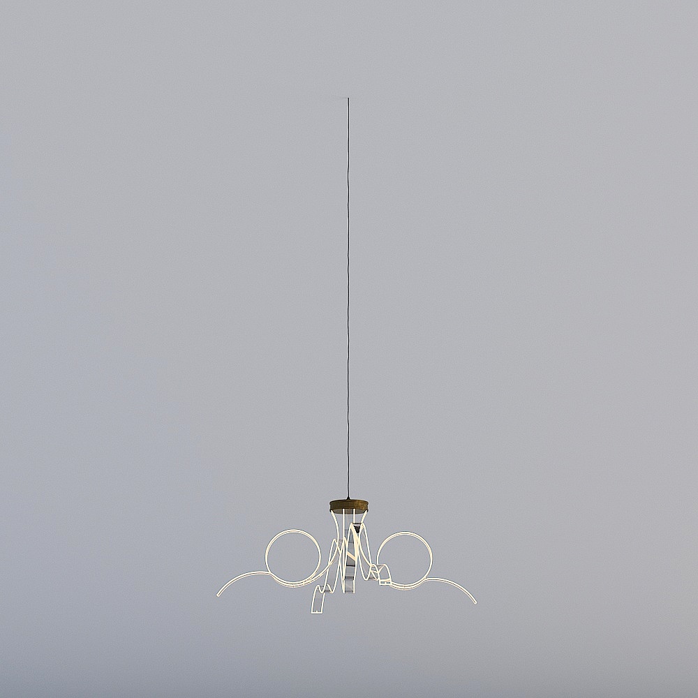 Sleek Modern Chandelier 3D Model