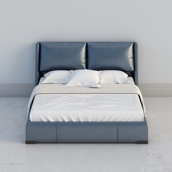 Stylish Low-Polygon Bed 3D Model for Contemporary Interiors